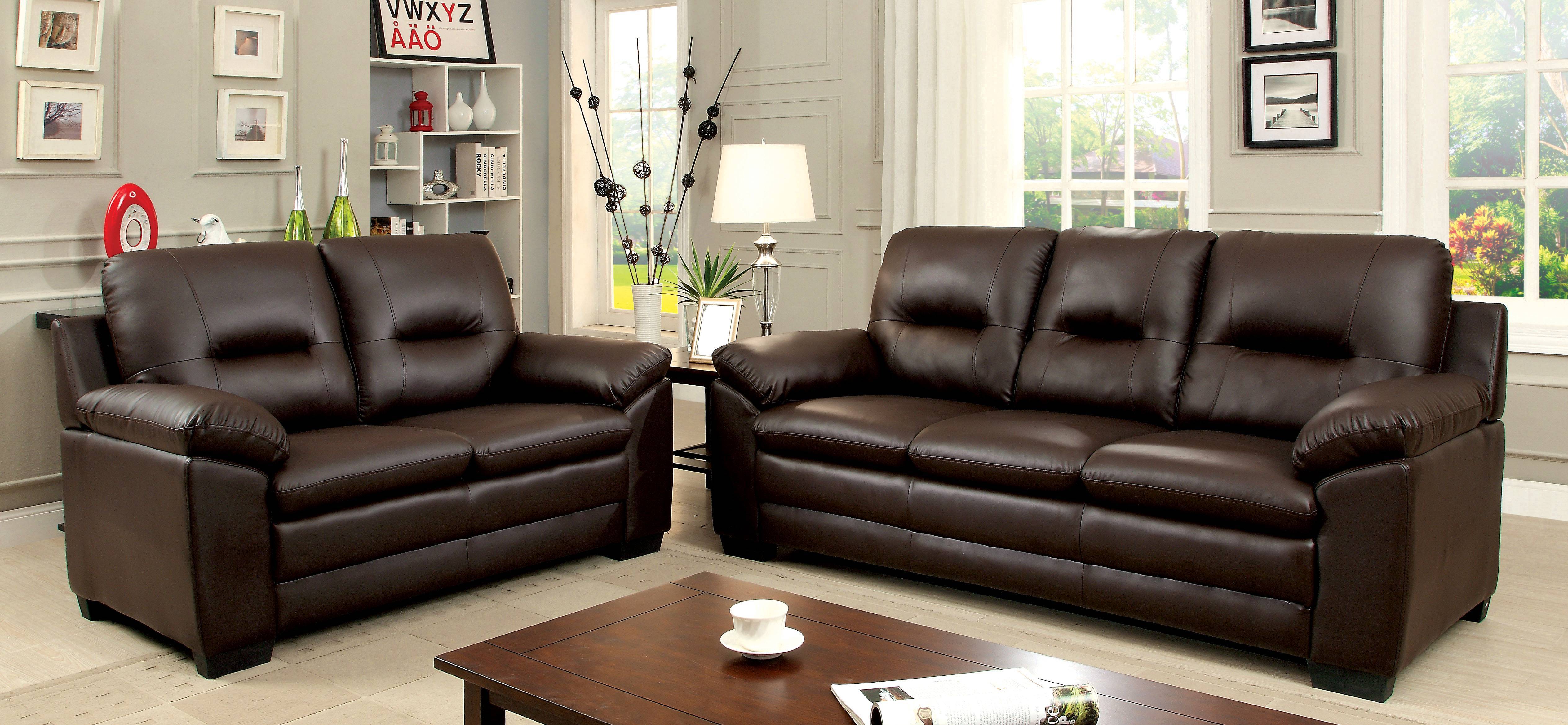 Tory Contemporary Upholstered Loveseat in Brown